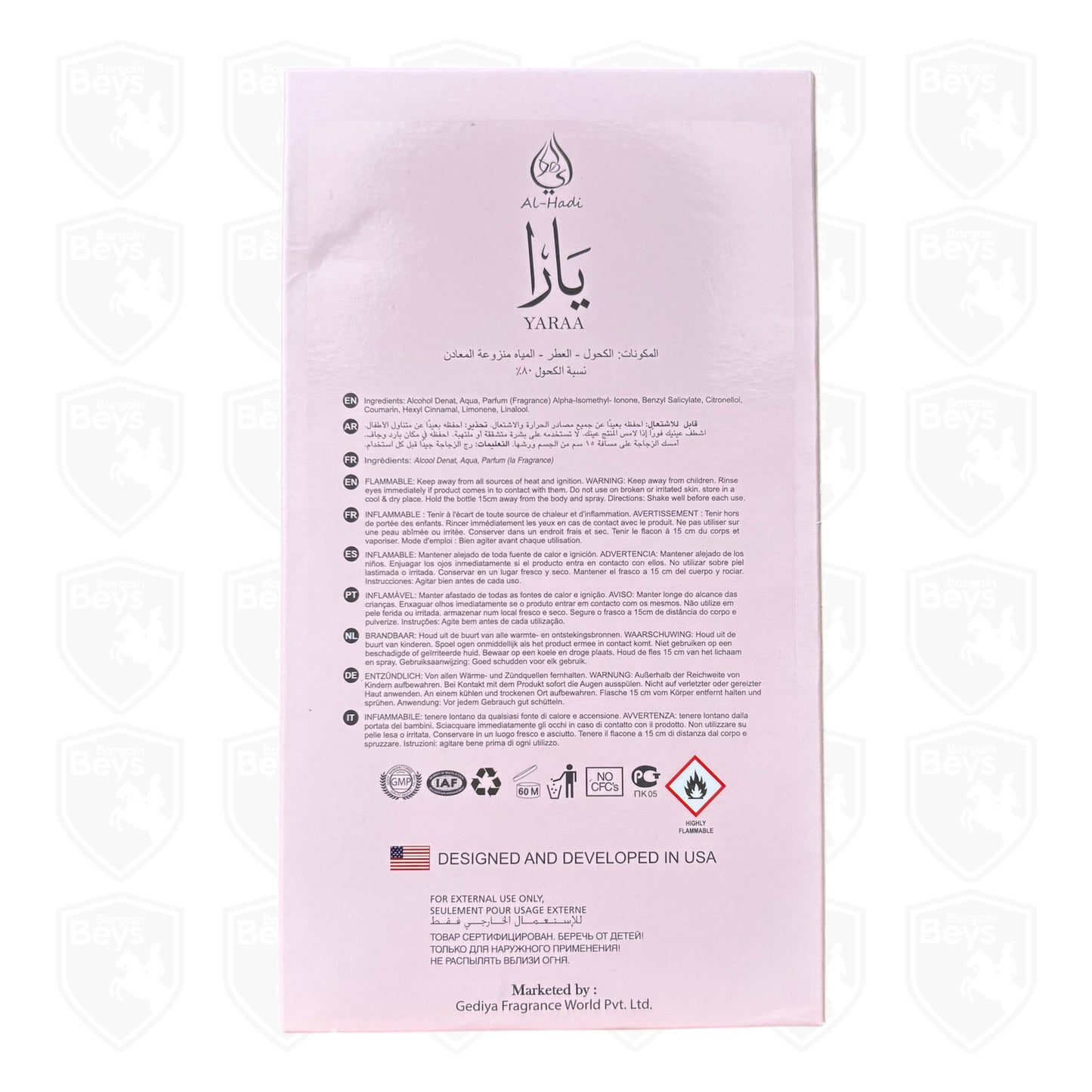 Yaraa Pink Eau De Parfum Body Spray 100ml by Al-Hadi