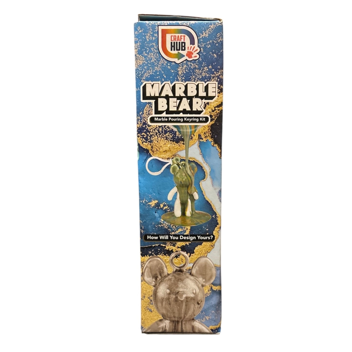 Design Paint Your Own Marble Bear Marble Pouring Keyring Kit, Metallic Edition