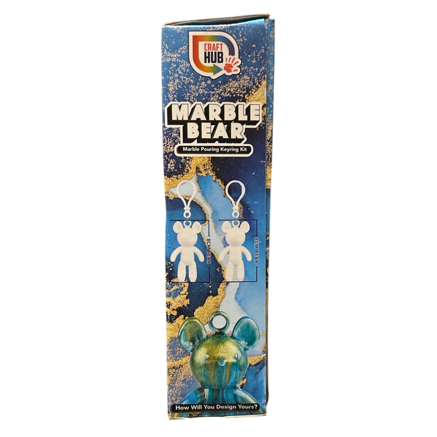 Design Paint Your Own Marble Bear Marble Pouring Keyring Kit, Metallic Edition