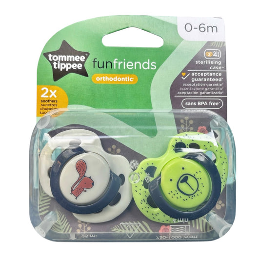 Tommee Tippee Fun Friends Orthodontic Soother/Pacifier/Dummy 0 - 6 Mths ASSORTED