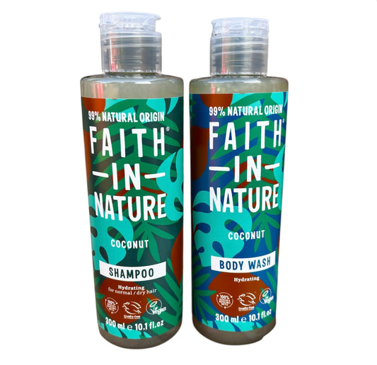 Faith in Nature Coconut Shampoo & Body Wash BUNDLE, 300ml