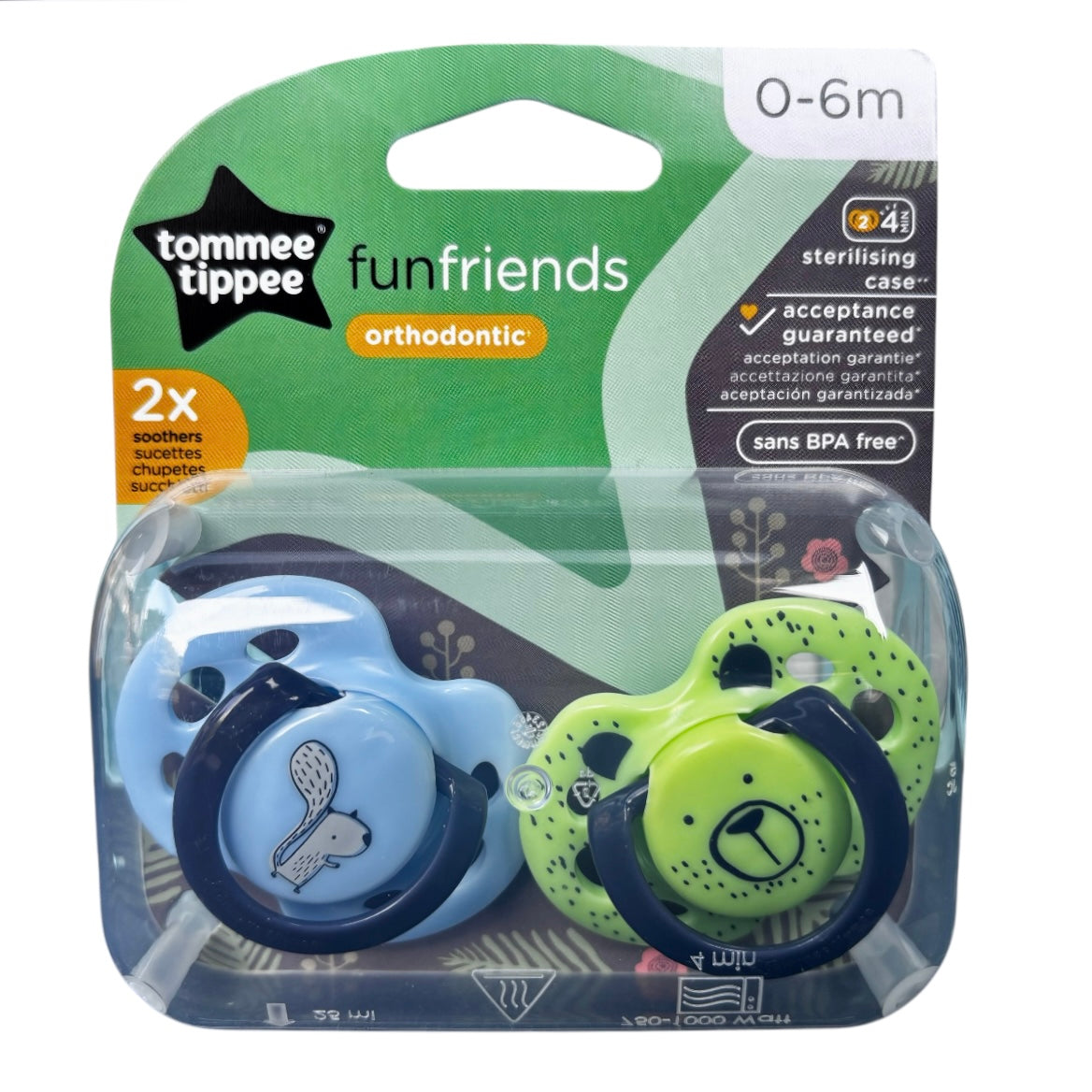Tommee Tippee Fun Friends Orthodontic Soother/Pacifier/Dummy 0 - 6 Mths ASSORTED