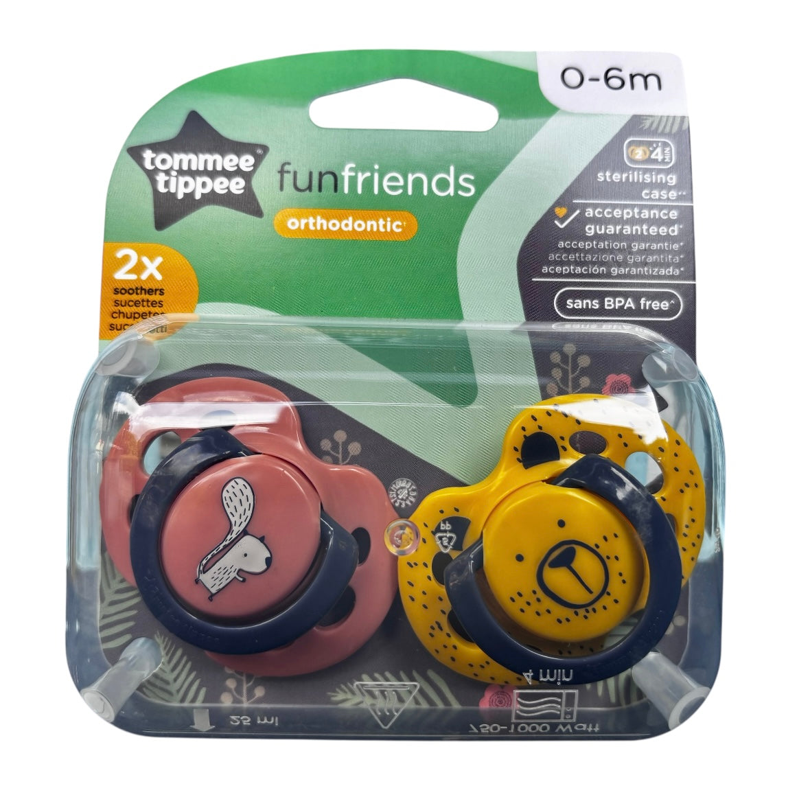 Tommee Tippee Fun Friends Orthodontic Soother/Pacifier/Dummy 0 - 6 Mths ASSORTED